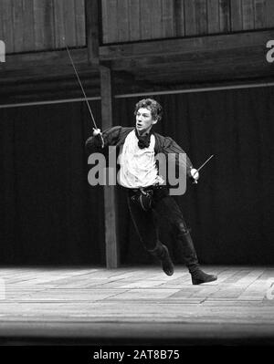 Ian McKellen (Romeo) in ROMEO AND JULIET by Shakespeare directed by Trevor Nunn for the Royal Shakespeare Company (RSC) in Stratford-upon-Avon in 1976. Sir Ian Murray McKellen, born 1939, Burnley, England. English stage and film actor. Co-founder of Stonewall, gay rights activist, knighted in 1990, made a Companion of Honour 2007. Stock Photo