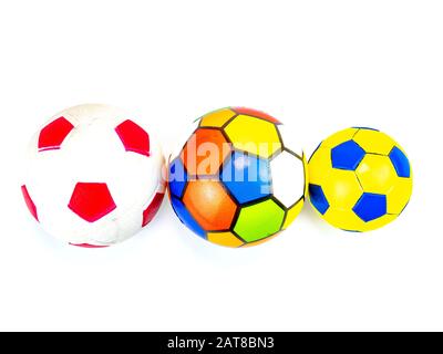 Soccer ball on a white background. Sport. Championship. Europe. World. Background image. Place for text. Stock Photo