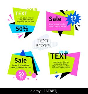 Text boxes collection - set of bright elements Stock Vector