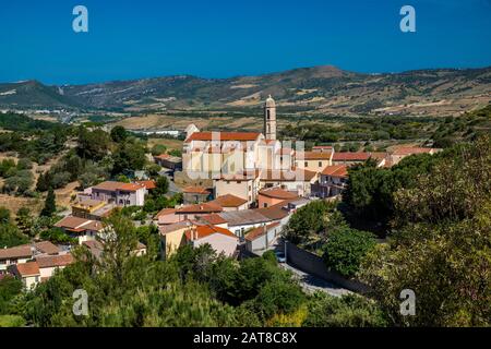 Town of Codrongianos, San Paolo church, 12th century, Logudoro region, Sassari province, Sardinia, Italy Stock Photo