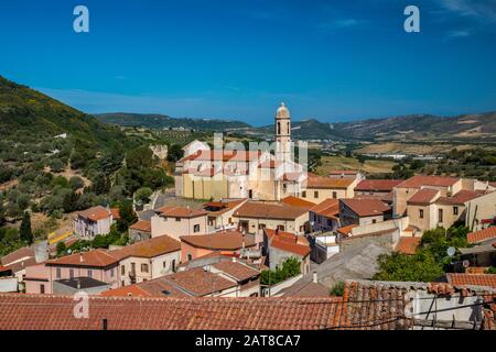 Town of Codrongianos, San Paolo church, 12th century, Logudoro region, Sassari province, Sardinia, Italy Stock Photo