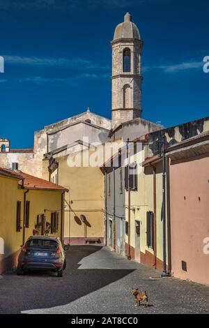 Via Don Solinas, San Paolo church, 12th century, town of Codrongianos, Logudoro region, Sassari province, Sardinia, Italy Stock Photo