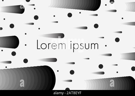 Black and white comet like shape and circle background for presentation template, brochure, poster, flyer, backdrop design. Stock Vector