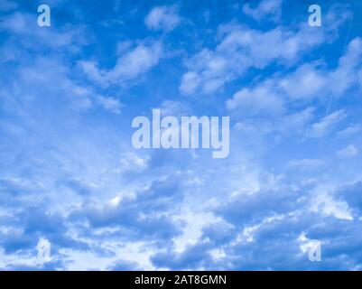 Cloudy blue sky, gray blue clouds - background texture Stock Photo