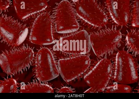 3d illustration, close up of microscope Rabies Virus Stock Photo