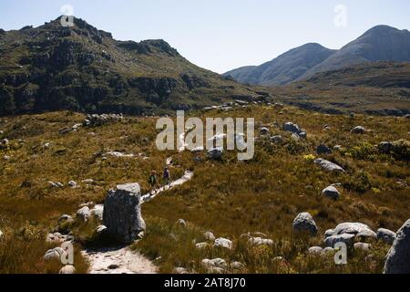 Couple hiking in the mountains Stock Photo