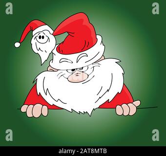 Cartoon Santa Claus with an arch smile on his face making plans vector illustration Stock Vector