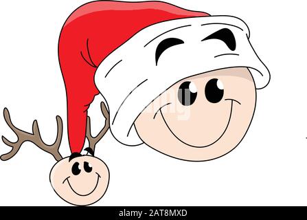 Cartoon Santa Emoji smiling happily vector illustration Stock Vector