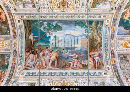 Caprarola (VT), Italy - January 27, 2020: Palazzo Farnese is located in the town of Caprarola near Viterbo, northern Lazio, Italy. Frescoed ceiling of the rooms on the main floor. Stock Photo