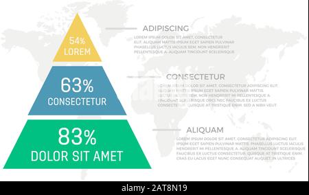 Set of yellow, blue and green elements for infographic with world map presentation slides. Stock Vector