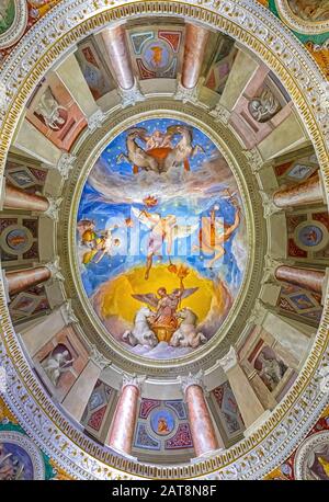 Caprarola (VT), Italy - January 27, 2020: Palazzo Farnese is located in the town of Caprarola near Viterbo, northern Lazio, Italy. Frescoed ceiling of the rooms on the main floor. Stock Photo