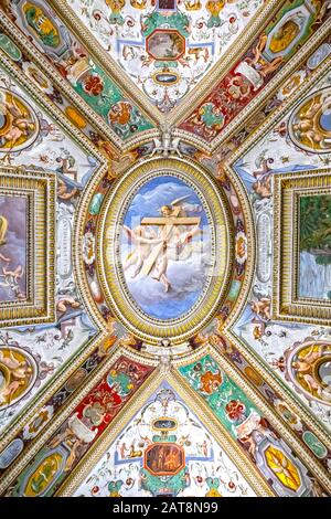 Caprarola (VT), Italy - January 27, 2020: Palazzo Farnese is located in the town of Caprarola near Viterbo, northern Lazio, Italy. Frescoed ceiling of the rooms on the main floor. Stock Photo