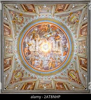 Caprarola (VT), Italy - January 27, 2020: Palazzo Farnese is located in the town of Caprarola near Viterbo, northern Lazio, Italy. Frescoed ceiling of the rooms on the main floor. Stock Photo