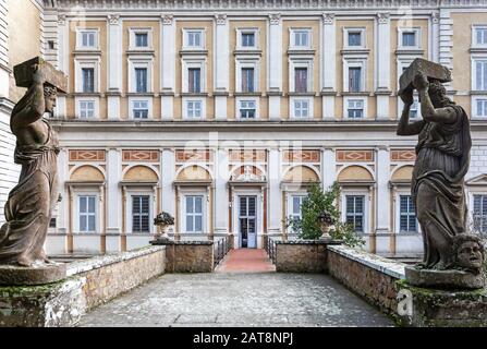 Caprarola (VT), Italy - January 27, 2020: The Villa Farnese is located in the town of Caprarola near Viterbo, northern Lazio, Italy. The ancient Mannerist palace was built by the Farnese family 1575. Stock Photo