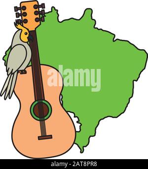 map of brazil with parrot and guitar Stock Vector Image & Art - Alamy