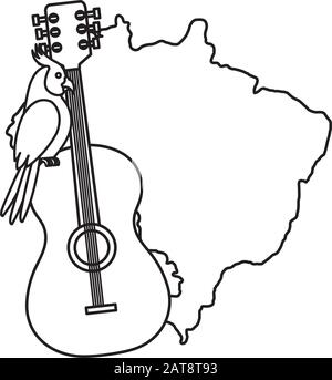 map of brazil with parrot and guitar Stock Vector Image & Art - Alamy
