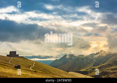 German military memorial and cemetery, Passo Pordoi, Dolomites, Italy Stock Photo