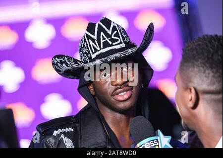 Miami, USA. 31st Jan, 2020. Olivia Culpo talks on radio row for Super Bowl LIV held at the Miami Beach Convention Center in Miami, Florida on Jan. 31, 2020. (Photo by Anthony Behar/Sipa USA) Credit: Sipa USA/Alamy Live News Stock Photo