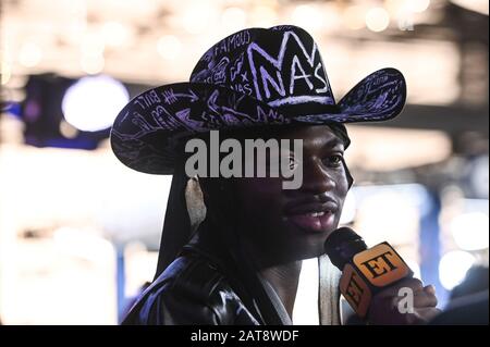 Miami, USA. 31st Jan, 2020. Olivia Culpo talks on radio row for Super Bowl LIV held at the Miami Beach Convention Center in Miami, Florida on Jan. 31, 2020. (Photo by Anthony Behar/Sipa USA) Credit: Sipa USA/Alamy Live News Stock Photo