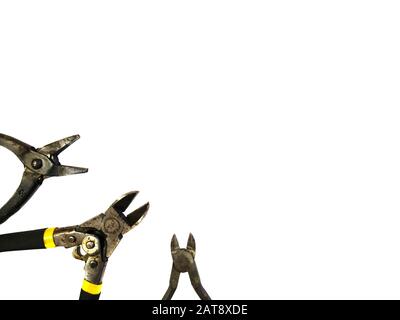 Pliers and cutters on a white background. Stock Photo