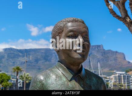 Statue of the late South African President, Nelson Mandela, a Nobel Peace Prize winner at Nobel Square, V&A Waterfront, Cape Town, South Africa Stock Photo