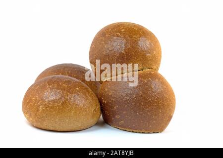 Bread and buns isolated against a white background Stock Photo - Alamy