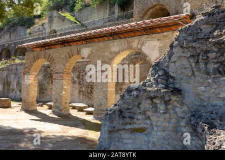 Italy, Naples, Oplontis, frescoes and mosaic in the archaeological area of the villa of Poppea in Torre Annunziata Stock Photo