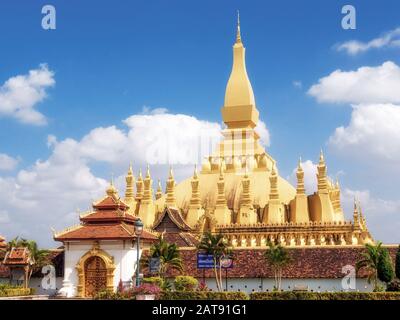 Wat Phra That Luang temple in Vientiane, Laos. Stock Photo