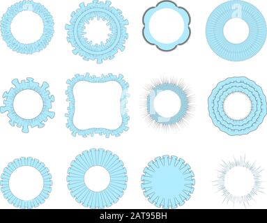 Set of Sewing Frames - Vector Ruffs, Flounces and Folds - Isolated Close Up Needle Work Elements Stock Vector