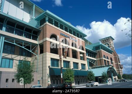 Houston, Texas: Enron Field (now Minute Maid Park), home stadium of the Houston Astros major league baseball team, opened in 1999.  ©Bob Daemmrich / Stock Photo