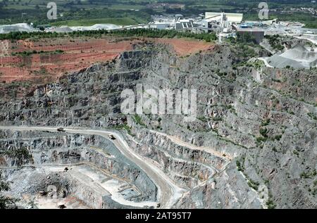 A view of Bardon Quarry in Leicestershire from the top of Bardon Hill ...