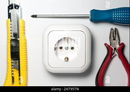 white socket and tools Stock Photo