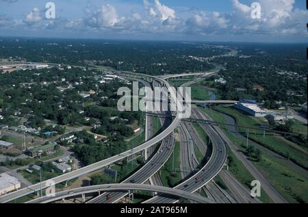 Houston, Texas:  Elevated highways near downtown.  August 2001  ©Bob Daemmrich / Stock Photo