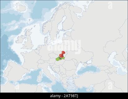 Slovak Republic location on Europe map Stock Vector