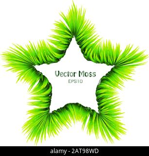 Vector Bamboo Leaf or Moss Wreath - Five Finger Isolated Herbal Frame - Foliage Green Concept Stock Vector