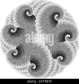 Vector Stippling Nautical Mandala - Halftone Weave Round Simbol - Spiritual Meditative Design Stock Vector