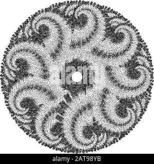 Vector Semitone Dotted Sea Mandala - Halftone Weave Sacral Simbol - Spiritual Meditative Concept Stock Vector