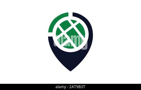 Abstract GPS marker logo or icon with mini map in centre of circle isolated Stock Vector