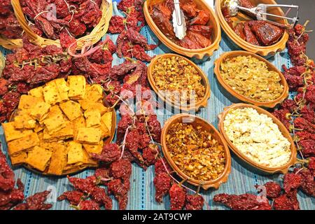 Traditional Serbian Cuisine Food Variety Stock Photo