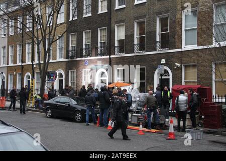 Matt Damon Filming ' Hereafter 'in finsbury London, directed by Clint Eastwood (credit image©Jack Ludlam) Stock Photo