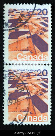 Canadian Stamp, Canada Stamp, Canada Post,used stamp,  Canada 20c , postes, postage,franked Stock Photo