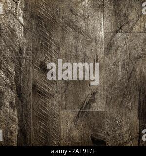 Weathered dark wood floor background with floorboards in vertical lines.  Medium toned modern wood grain surface in 12x12 backdrop for page elements, Stock Photo
