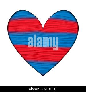 Oil Stripes Heart Concept - Iceland National Flag Colors - Oil Paints Stroke Silhouette Template -  Vector Illustration Stock Vector