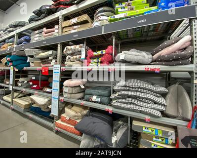 Orlando, FL/USA-1/29/20: A display of pet pet beds for sale at a Petsmart Superstore ready for pet owners to purchase for their pets. Stock Photo