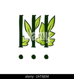Green Doodling Eco Alphabet Three Exclamation Marks.Type with Leaves. Isolated Latin Uppercase. Typography Bold Spring Letter or Doodle abc Characters for Monogram Words and Logo. Stock Vector