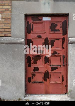 Doorway with paint peeling Stock Photo