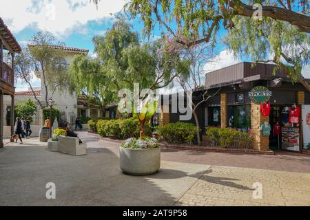 Seaport Village, waterfront shopping and dining complex adjacent to San Diego Bay in downtown San Diego, famous travel tourist attraction. California. USA. . July 13th, 2019 Stock Photo