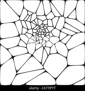 Vector Abstract Geometric Spiral Voronoi Background. Trendy Irregular Voronoi Lattice Polygonal Mosaic Template Pattern. Stock Vector