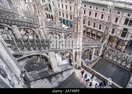 The rooftop area of the Duomo in Milan Italy Stock Photo