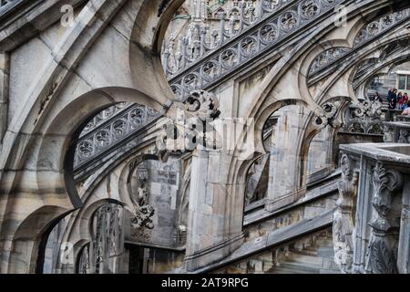 The rooftop area of the Duomo in Milan Italy Stock Photo